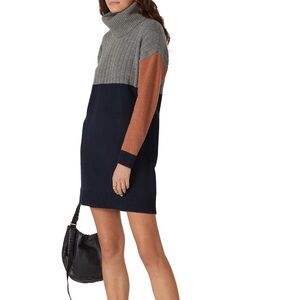 Madewell Gray and Navy Colorblock Turtleneck Sweater Dress